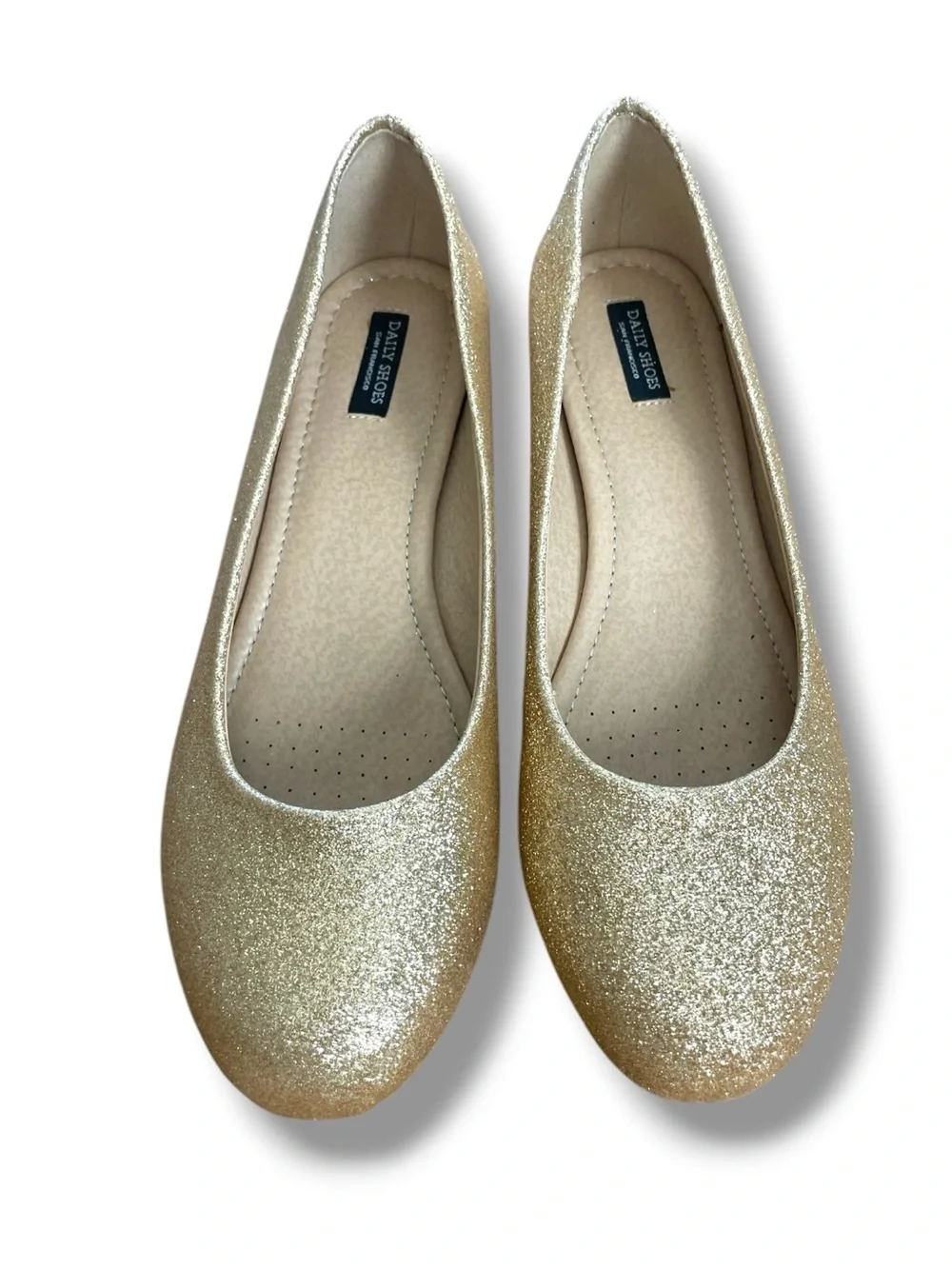 Gold Glitter Wedge Pumps Comfort Round Toe Sparkle Party Wedding Daily Shoes